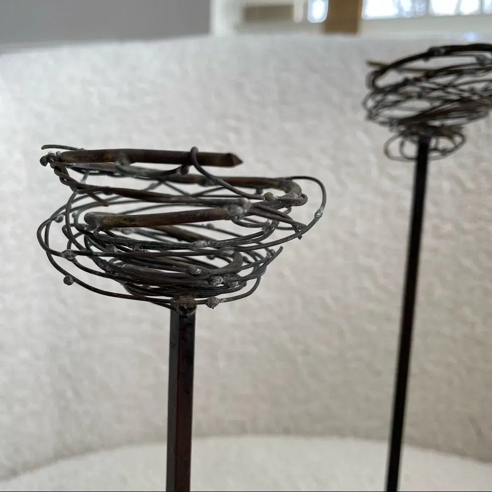 Set of 3 Tiered Wire Spun Candle Holders Votive Tea Light Size